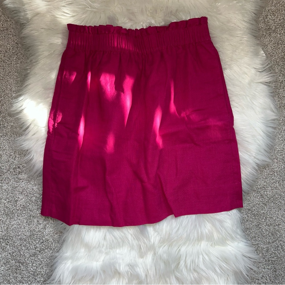 J. Crew Factory Pink Linen-cotton blend city skirt